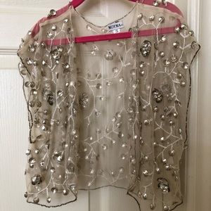 COPY - Anthropologie Mona Shrug Gold tone with Beads details Transparent